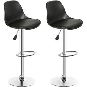 DAZHOM Lot de 2 Tabouret de Bar，en Cuir PU，Reglable en Hauteur et Pivotant，Design Moderne-Noir - Publicité