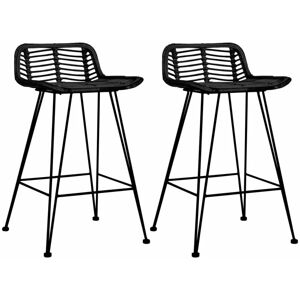 Vidaxl - Chaises de bar lot de 2 noir Rotin - Publicité