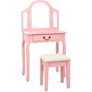 VIDAXL Coiffeuse et tabouret Rose 65x36x128 cm Bois de paulownia mdf - Publicité