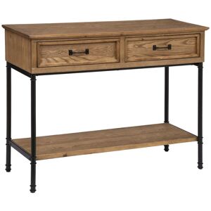 Meuble Console 2 tiroirs en Bois et Métal h 85 cm Atmosphera Marron - Publicité