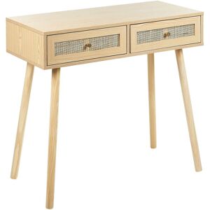 BELIANI Console Claire en Rotin à 2 Tiroirs Design Scandinave Bureau Minimaliste Odell - Publicité