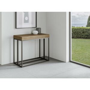 LES TENDANCES Console extensible bois foncé et pieds métal anthracite 14 personnes 40 à 300 cm Evitra - Publicité