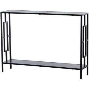 HOMCOM Console table d'appoint design industriel dim. 106L x 23l x 76H cm étagère acier noir panneaux particules bois gris - Publicité