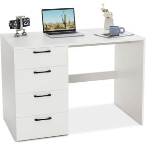 Costway - Bureau Droit avec 4 Tiroirs mdf Finition Mélaminé et Laqué uv - L110 x P60 x H76 cm- Brillance Blanche - Publicité