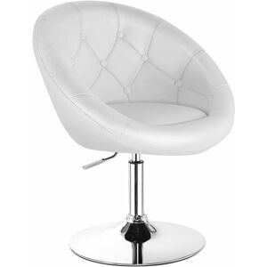 Chaise Bureau sans Roulettes Pivotante en Cuir pu, Fauteuil Coiffeuse Hauteur Réglable 77-92CM, Dossier Capitonné, Chaise Pivotante Blanc en Éponge Élastique, Base Chromée, pour Chambre, Burea - Costway - Publicité