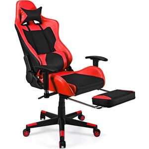 COSTWAY Chaise Gaming, Siège Gamer Pivotante Ergonomique, Chaise de Bureau d'Ordinateur de Course Réglable à Dossier Haut Repose-Pieds et Accoudoirs - Publicité