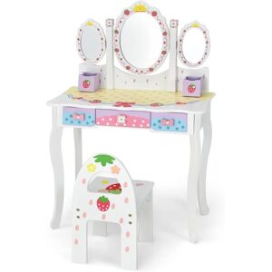 Coiffeuse pour Enfants avec Miroir Amovible - 3 Tiroirs - 2 Boîtes - Convertible Bureau - Style Princesse pour Filles, Blanc - Costway - Publicité