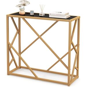 Costway - Console pour Entrée avec Plateau en Verre Trempé 80 cm, Table Console Cadre en Métal Doré, Design Géométrique, Console Meuble Moderne pour Salon, Couloir, Entrée, 80 x 30 x 75 cm - Publicité