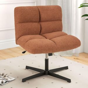 COSTWAY Fauteuil de Salon en Tissu Bouclette, Chaise Coiffeuse à Pieds Croisés Métal, Hauteur Réglable, pour Salon, Chambre, Bureau, Charge 150 kg, - Publicité