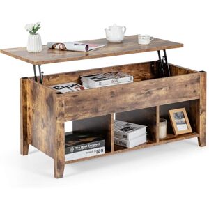 Table Basse avec Plateau Relevable Noir 104,5 x 49,5 x 48,5 cm avec Trois Compartiments Naturel - Costway - Publicité