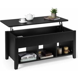 Table Basse avec Plateau Relevable Noir 104,5 x 49,5 x 48,5 cm avec Trois Compartiments Naturel Noir - Costway - Publicité