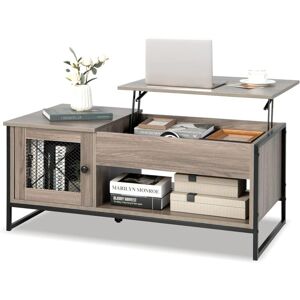 Costway - Table Basse Relevable avec 1 Compartiment Ouvert et Placard à 2 Portes, Table Basse Transformable avec Cadre en Métal pour Salon Bureau Chambre, 104x52,5x44,5CM - Publicité