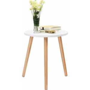 Costway - Table Basse Ronde Style Scandinave Moderne Dim. Ø40 x 48H Table d'Appoint pour Salon, Chambre et Balcon en mdf et Bois de pin Blanc - Publicité