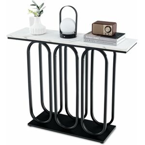 Costway - Table Console, Console Meuble Entrée en Faux Marbre, Design Ovale Moderne, Cadre en Métal Noir, Kit Anti-Basculement Inclus, pour Entrée, Couloir, Salon, 100 x 30 x 80 cm - Publicité