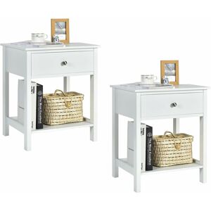 Costway - Table de Chevet Lot de 2, Table d'Appoint Moderne pour Chambre, Salon, Canapé, 48 x 40 x 58 cm, Assemblage Facile, Blanc - Publicité