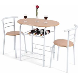Costway - Table de Cuisine avec 2 Chaises pour Salle à Manger en Couleur du Bois Dimension de la table:80x5 x74 cm (l x l x h) Cadre en Acier - Publicité