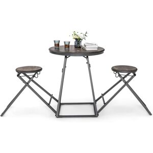 Costway - Table Haute Cuisine avec Tabouret, Table Bar Industrielle Pliable, Mange Debout 2 Personnes Compact pour Cuisine, Salle à Manger, Salon, - Publicité