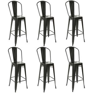 Lot de 6 tabourets de Bar Style Industriel en métal Mat,avec Dossier Hauteur Assise 76,5 cm métal Noir - Haloyo - Publicité