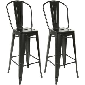 Lot de 2 tabourets de Bar Style Industriel en métal Mat,avec Dossier Hauteur Assise 76,5 cm métal Noir - Haloyo - Publicité