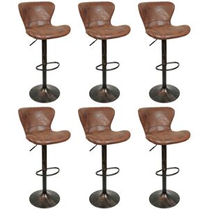 Dazhom - Lot de 6 Tabouret de Bar Rétro,avec Dossier et Repose-Pieds,Chaises Rembourrés en Suède Marro,Pieds en Métal Noir et Or - Publicité