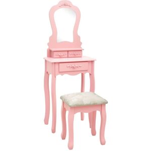 VIDAXL Ensemble de coiffeuse avec tabouret Rose 50x59x136 cm Paulownia - Publicité