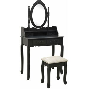 VIDAXL Ensemble de coiffeuse avec tabouret Noir 75x69x140 cm Paulownia - Publicité