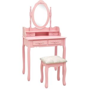 VIDAXL Ensemble de coiffeuse avec tabouret Rose 75x69x140 cm Paulownia - Publicité