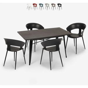 Ahd Amazing Home Design - Ensemble Table à Manger 120x60cm 4 Chaises Design Moderne Cuisine Tecla Couleur: Noir - Publicité