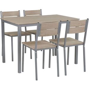 Beliani - Ensemble de Salle à Manger Complet Table 4 Chaises Effet Bois Clair avec Pieds Gris Design Industriel Tendance Parfait pour Cuisine Moderne - Publicité