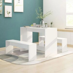 MAISONCHIC Ensemble table et chaises 3 pcs Ensemble Table à manger avec 2 chaises Blanc Aggloméré - Publicité