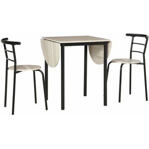 HOMCOM Ensemble table à manger 3 pièces avec 2 chaises style industriel - table extensible - acier mdf aspect chêne clair - Publicité