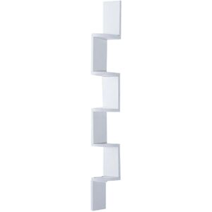 Homcom - tagère d'angle Murale à 5 Niveaux Hauteur 120 cm Forme de Zigzag en Bois Blanc - Blanc - Publicité