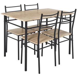 ALTOBUY Faustin - Ensemble Repas 4 Personnes Table et Chaises en mdf et Pieds Métal Noir - Marron clair - Publicité