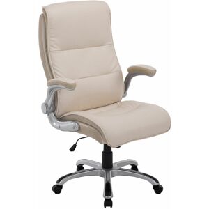 CLP Chaise de bureau en cuir eco avec des accoudoirs inclinables chaise ergonomique diverses couleurs Couleur : Crème - Publicité