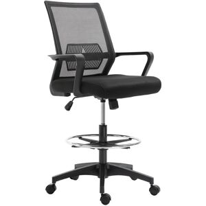 Homcom - Fauteuil de bureau chaise de bureau assise haute réglable dim. 64L x 59l x 104-124H cm pivotant 360° maille respirante noir - Noir - Publicité