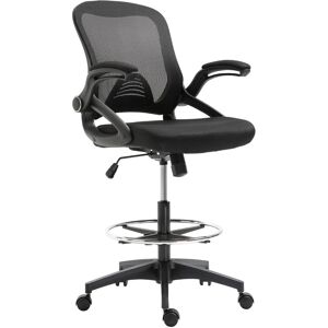 Homcom - Fauteuil de bureau Assise haute réglable - Dim. 64L x 60l x 106-126H cm - Pivotant 360° - Maille respirante - Noir - Noir - Publicité