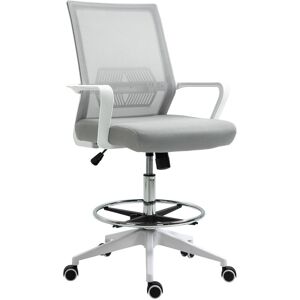 Homcom - Fauteuil de bureau chaise de bureau assise haute réglable dim. 64L x 59l x 104-124H cm pivotant 360° maille respirante gris - Gris - Publicité