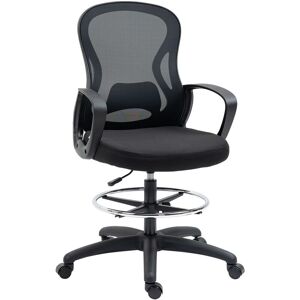 VINSETTO Fauteuil de bureau chaise de bureau assise haute réglable dim. 59L x 65l x 109-124H cm pivotant 360° maille respirante noir - Noir - Publicité