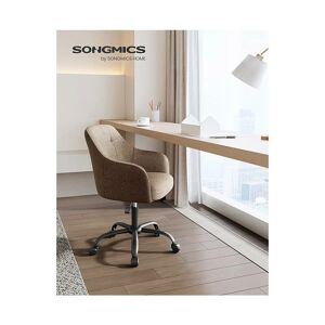 Songmics - Chaise de Bureau, Fauteuil Ergonomique, Siège Pivotant, Réglable en Hauteur, Capacité de Charge 110 kg, Cadre en Acier, Tissu en Coton-Lin Respirant, pour Bureau, Chambre, Marron OBG019K01 - Publicité