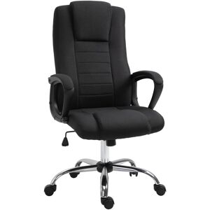 Homcom - Fauteuil de bureau à roulettes chaise manager ergonomique pivotante hauteur réglable lin noir - Noir - Publicité