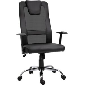 Homcom - Fauteuil de bureau ergonomique hauteur assise réglable pivotant 360° revêtement synthétique et maille noir - Publicité