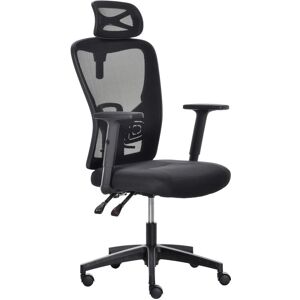 VINSETTO Fauteuil de bureau manager grand confort dossier ergonomique inclinable hauteur assise réglable pivotant tissu maille noir - Publicité