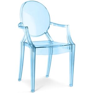 GHOST STYLE Chaise de salle à manger transparente - Design avec accoudoirs - Louis xiv Bleu transparent - pc, Plastique - Bleu transparent - Publicité
