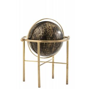 Globe vintage sur socle en métal doré 27x31x36 cm - Noir