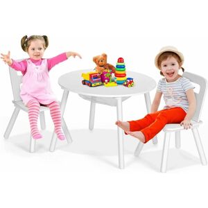 Table Enfant avec 2 Chaises 3-7 Ans Ergonomique-Table d'Activités avec Rangement Central en Maille-Pieds en Bois Blanc - Goplus - Publicité