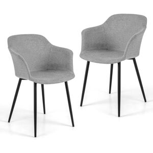 Costway - Fauteuil Scandinave Lot de 2, Fauteuil Salon Rembourrées avec Accoudoirs, Hauteur d'Assise 46 cm, 4 Pieds en Métal, pour Salon, Salle à - Publicité