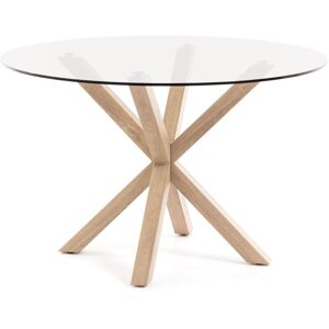 Table ronde Argo en verre et pieds en acier effet bois ø 119 cm - Kave Home - Publicité