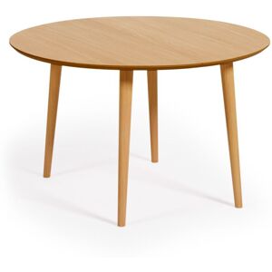 Table extensible Oqui ronde placage de chêne et pieds en bois ø 120 (200) x 120 cm - Kave Home - Publicité