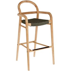 Tabouret Sheryl en bois d'eucalyptus et corde vert hauteur 79 cm fsc 100% - Kave Home - Publicité