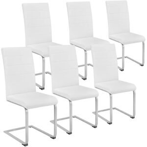 Tectake - Ensemble de 6 chaises style scandinave Siège rembourré avec housse en cuir synthétique Dossier ergonomique - blanc - Publicité